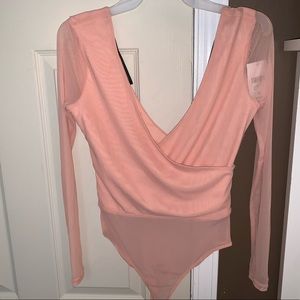 Sheer pink bodysuit forever 21 size medium